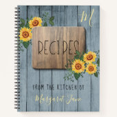木材素朴フローラ |シェフモノグラムレシピ書 ノートブック (正面)