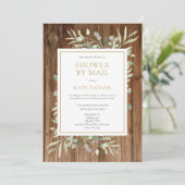 木材素朴ブライダルシャワーバイメール緑 招待状 (スタンド正面)