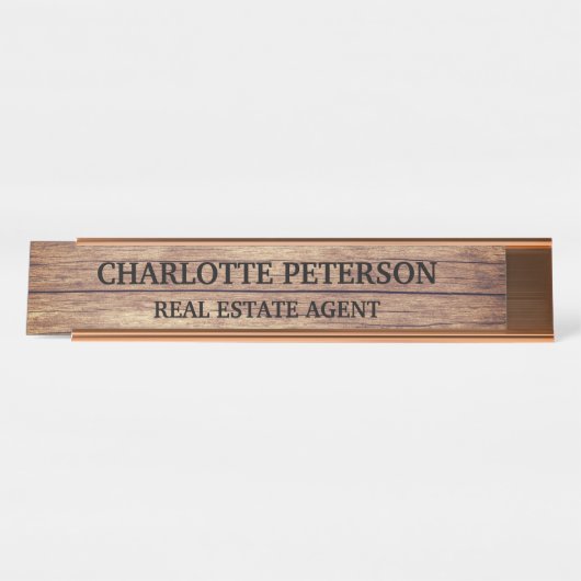 木材素朴プロフェッショナルデスク名プレート デスクネームプレート (正面)