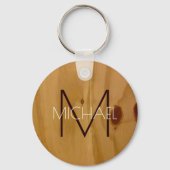 木材素朴モノグラム キーホルダー (正面)