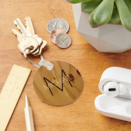 木材素朴モノグラム キーホルダー