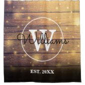 木材素朴モノグラム シャワーカーテン (正面)