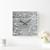 木材素朴ヴィンテージの航海のテーマ寿命が向上 スクエア壁時計 (ホーム)