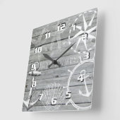 木材素朴ヴィンテージの航海のテーマ寿命が向上 スクエア壁時計 (傾斜)