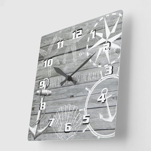 木材素朴ヴィンテージの航海のテーマ寿命が向上 スクエア壁時計 (傾斜)