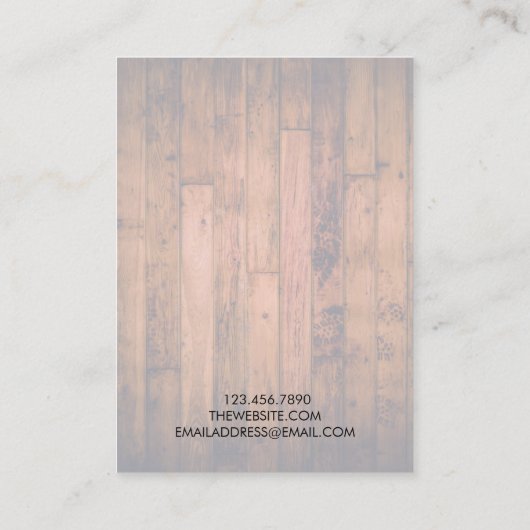 木材素朴ヴィンテージイヤリング表示カード 名刺 (裏面)