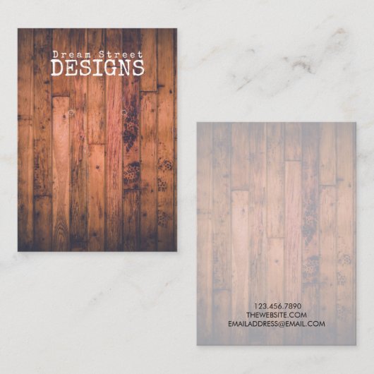 木材素朴ヴィンテージイヤリング表示カード 名刺 (正面/裏面)