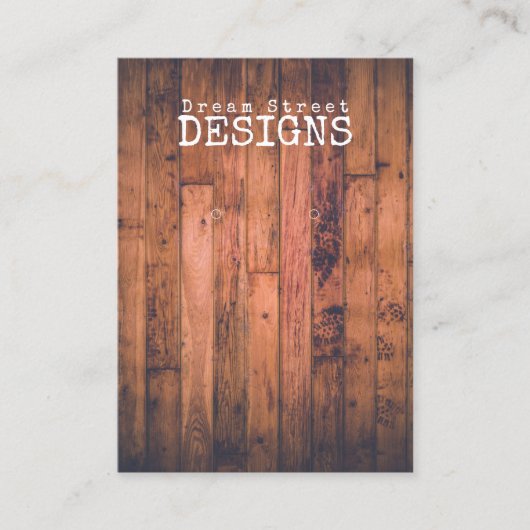 木材素朴ヴィンテージイヤリング表示カード 名刺 (正面)