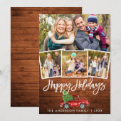 木材素朴ヴィンテージトラックブラシスクリプト4写真 シーズンカード (正面/裏面)