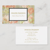 木材素朴ヴィンテージバラ及び金ゴールドフローラ 名刺 (正面/裏面)