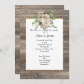 木材素朴中性フローラ結婚式招待状 招待状 (正面/裏面)
