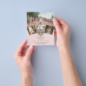 木材素朴彫刻ハート写真コラージュ招待状 チラシ (手)