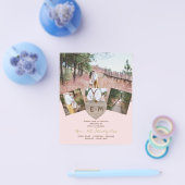 木材素朴彫刻ハート写真コラージュ招待状 チラシ (シングル)