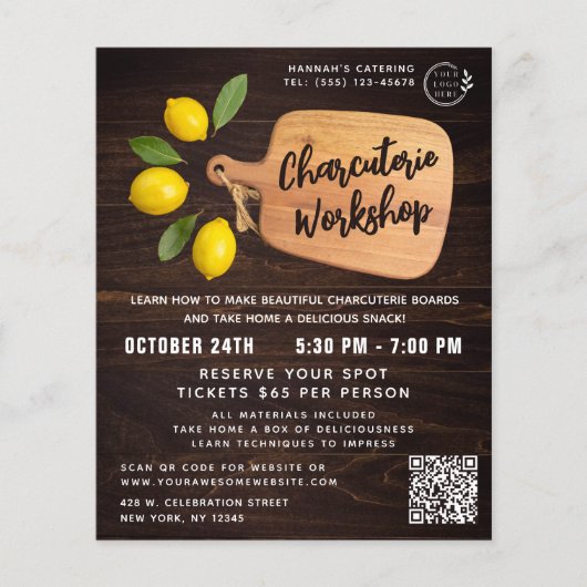 木材素朴板シトラス料理スクリプト チラシ (正面)