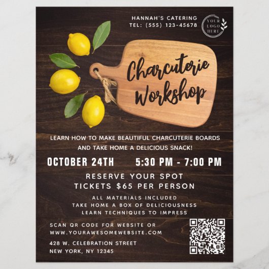 木材素朴板シトラス料理スクリプト チラシ (正面)