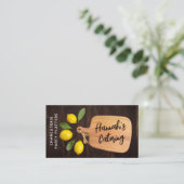 木材素朴板シトラス料理スクリプト 名刺 (スタンド正面)