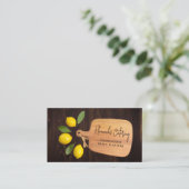 木材素朴板シトラス料理スクリプト 名刺 (スタンド正面)