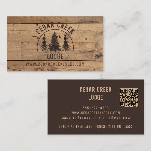 木材素朴林プロパティレンタルQRコード 名刺 (正面/裏面)