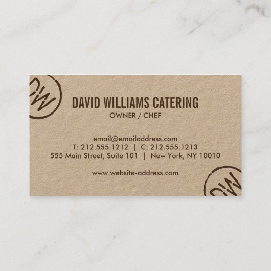 木材素朴焼き打ちモノグラムのクラフト 名刺 (裏面)