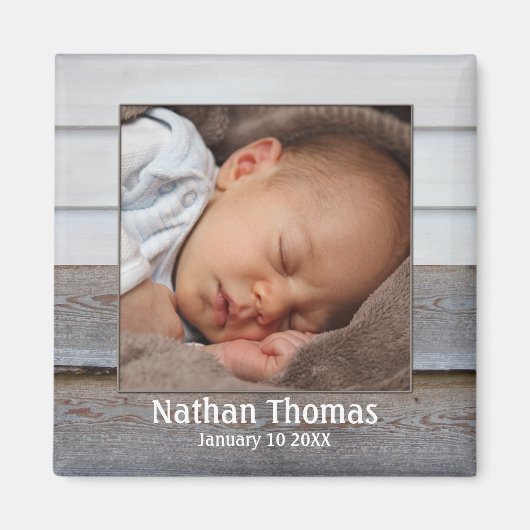 木材素朴男の赤ちゃんフォトフレーム磁石 マグネット (正面)