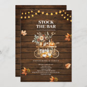 木材素朴秋ストリングライトストックザバー 招待状 (正面/裏面)