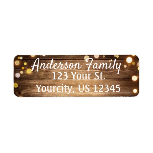 木材素朴背景ボッチ光差出人住所 ラベル (正面)