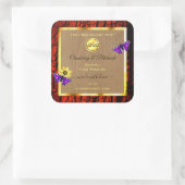 木材素朴製品ラベル紫蝶ロゴ スクエアシール (バッグ)