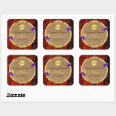 木材素朴製品ラベル紫蝶ロゴ スクエアシール (シート)