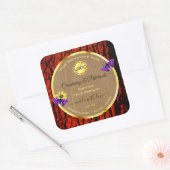 木材素朴製品ラベル紫蝶ロゴ スクエアシール (封筒)