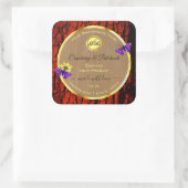 木材素朴製品ラベル紫蝶ロゴ スクエアシール (バッグ)