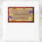 木材素朴製品ラベル紫蝶ロゴ 長方形シール (バッグ)