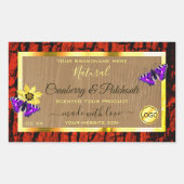 木材素朴製品ラベル紫蝶ロゴ 長方形シール (正面)