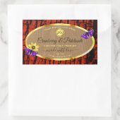 木材素朴製品ラベル紫蝶ロゴ 長方形シール (バッグ)