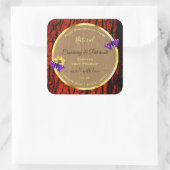 木材素朴製品ラベル紫蝶金ゴールド スクエアシール (バッグ)