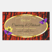 木材素朴製品ラベル紫蝶金ゴールド 長方形シール (正面)