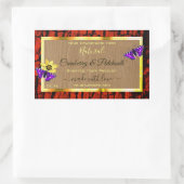 木材素朴製品ラベル紫蝶金ゴールド 長方形シール (バッグ)