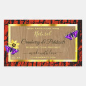 木材素朴製品ラベル紫蝶金ゴールド 長方形シール (正面)