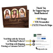 木材素朴金ゴールドアーチ3写真卒業 サンキューカード