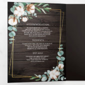 木材素朴金ゴールドユーカリQRコード結婚ズ 三つ折り招待状 (内部最初)