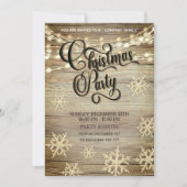 木材素朴金ゴールド企業のクリスマスパーティー 招待状 (正面)