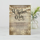 木材素朴金ゴールド企業のクリスマスパーティー 招待状 (スタンド正面)