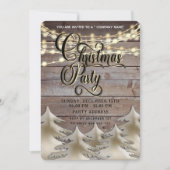 木材素朴金ゴールド企業のクリスマスパーティー 招待状 (正面)