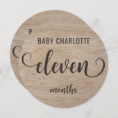 木材素朴11-12ヶ月ベビーマイルストーン記号 (正面/裏面)
