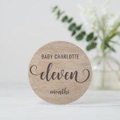 木材素朴11-12ヶ月ベビーマイルストーン記号 (スタンド正面)