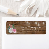 木材素朴,フローラ,ストリングライトのアドレス ラベル (インサイチュ)