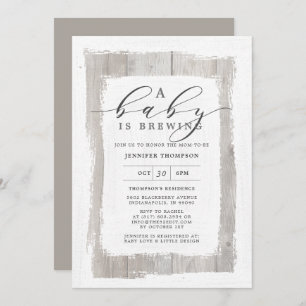 木材素朴Aベビーがベビーシャワーを浴びる 招待状