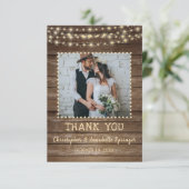 木材結婚の糸のラ素朴イト サンキューカード (スタンド正面)