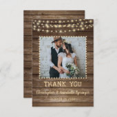 木材結婚の糸のラ素朴イト サンキューカード (正面/裏面)