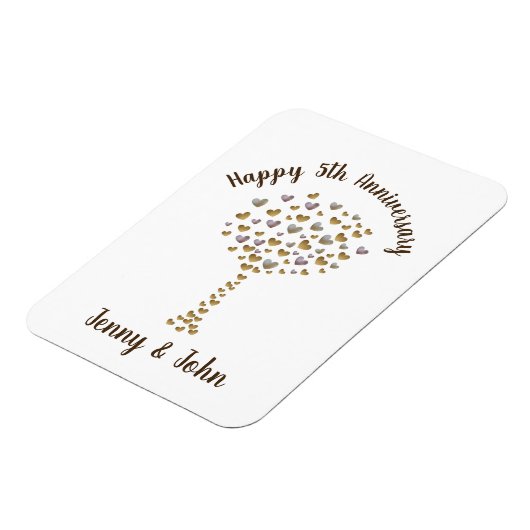 木材結婚の5周年記念 マグネット (左側)