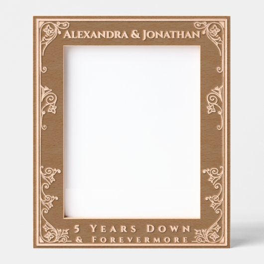 木材結婚の5年記念 レーザー彫刻フレーム (正面)